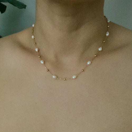 Ashley Freshwater Pearl Necklace - Waterproof Steel